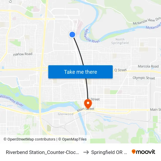 Riverbend Station_Counter-Clockwise to Springfield OR USA map