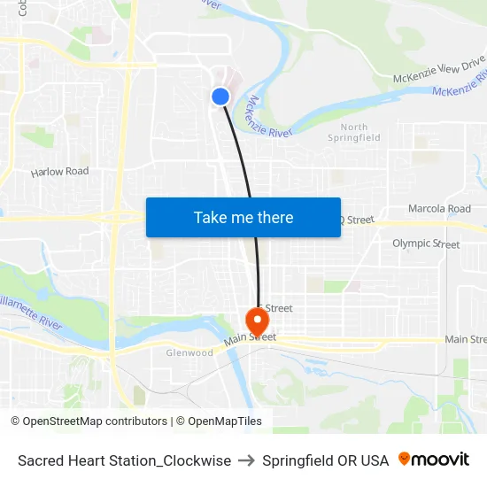 Sacred Heart Station_Clockwise to Springfield OR USA map
