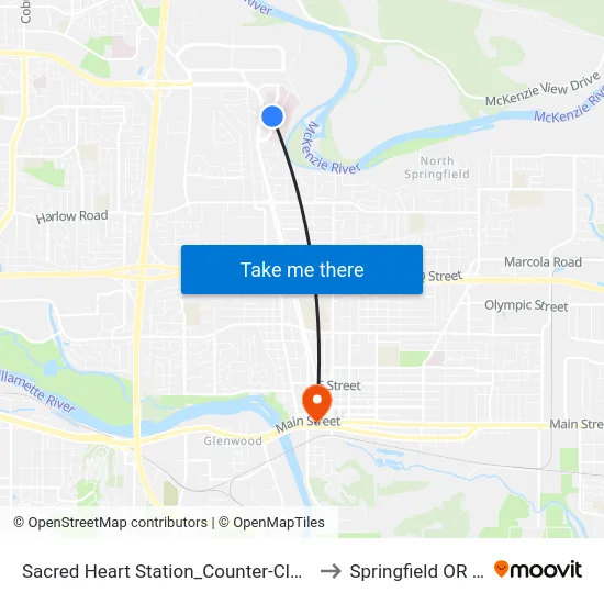 Sacred Heart Station_Counter-Clockwise to Springfield OR USA map