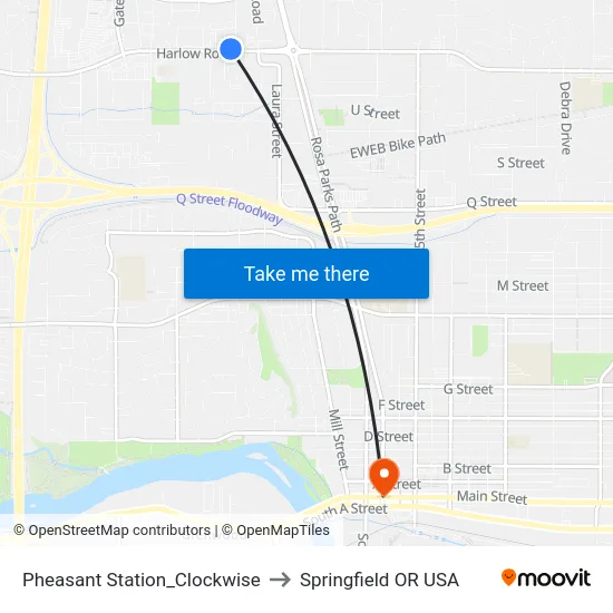 Pheasant Station_Clockwise to Springfield OR USA map
