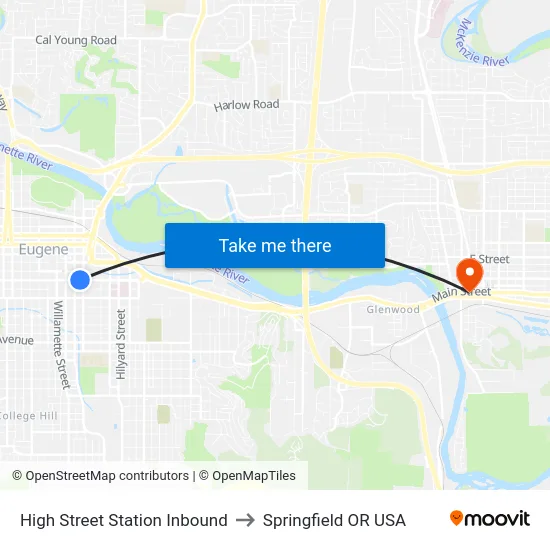 High Street Station Inbound to Springfield OR USA map
