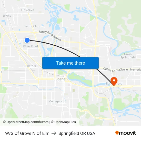 W/S Of Grove N Of Elm to Springfield OR USA map