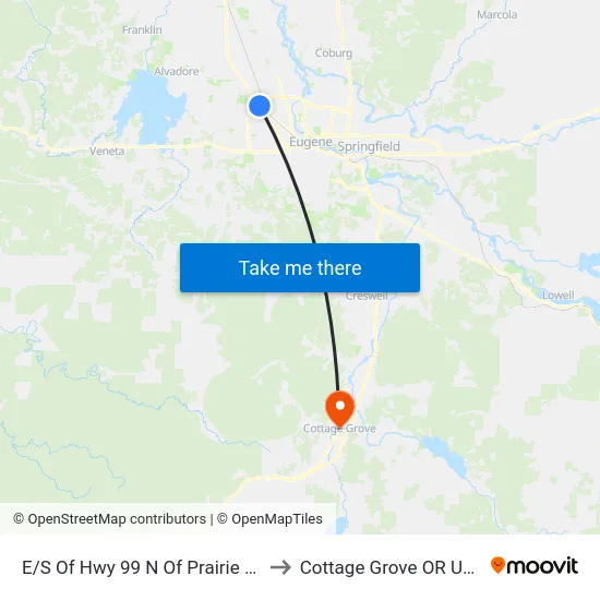 E/S Of Hwy 99 N Of Prairie Rd to Cottage Grove OR USA map