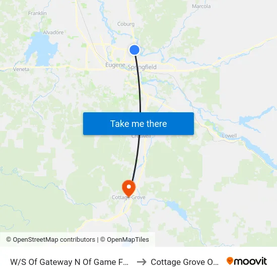 W/S Of Gateway N Of Game Farm Rd E to Cottage Grove OR USA map