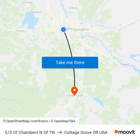E/S Of Chambers N Of 7th to Cottage Grove OR USA map