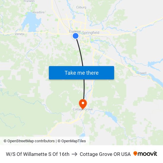 W/S Of Willamette S Of 16th to Cottage Grove OR USA map