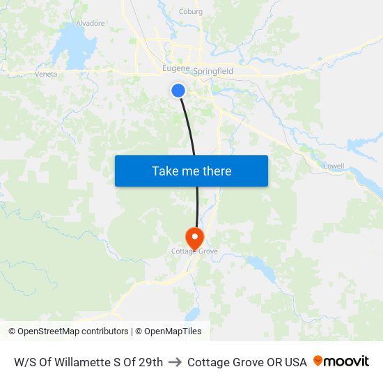W/S Of Willamette S Of 29th to Cottage Grove OR USA map