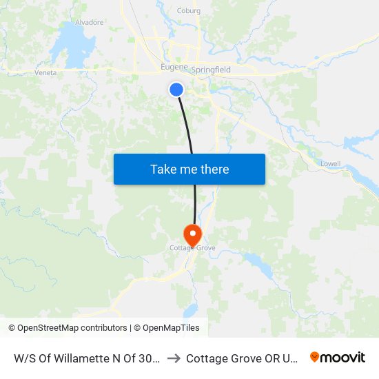 W/S Of Willamette N Of 30th to Cottage Grove OR USA map