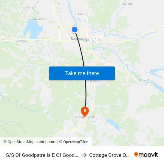 S/S Of Goodpstre Is E Of Goodpstre Lp to Cottage Grove OR USA map