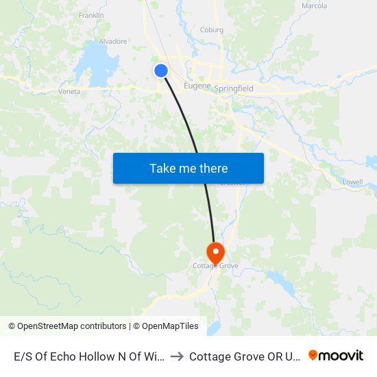 E/S Of Echo Hollow N Of Willhi to Cottage Grove OR USA map