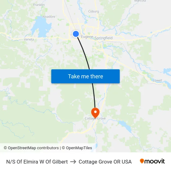 N/S Of Elmira W Of Gilbert to Cottage Grove OR USA map