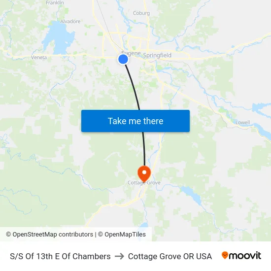 S/S Of 13th E Of Chambers to Cottage Grove OR USA map