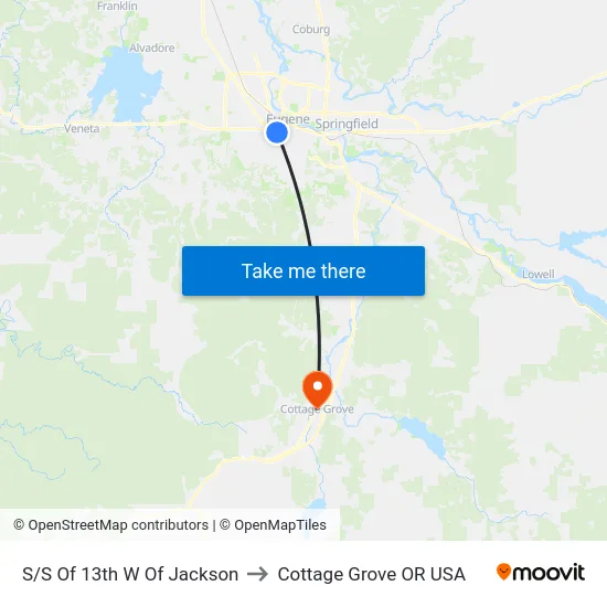 S/S Of 13th W Of Jackson to Cottage Grove OR USA map