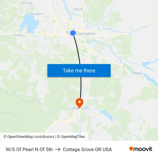 W/S Of Pearl N Of 5th to Cottage Grove OR USA map