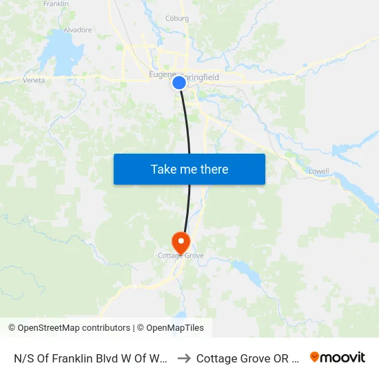 N/S Of Franklin Blvd W Of Walnut to Cottage Grove OR USA map