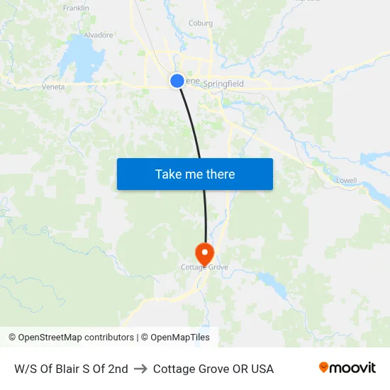 W/S Of Blair S Of 2nd to Cottage Grove OR USA map