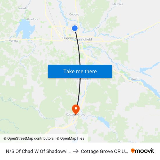 N/S Of Chad W Of Shadowview to Cottage Grove OR USA map