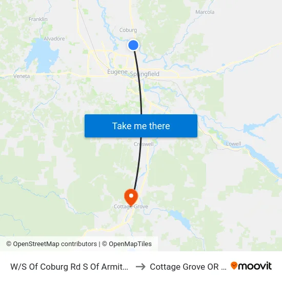 W/S Of Coburg Rd S Of Armitage Pk to Cottage Grove OR USA map