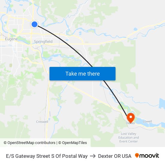 E/S Gateway Street S Of Postal Way to Dexter OR USA map