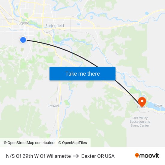 N/S Of 29th W Of Willamette to Dexter OR USA map