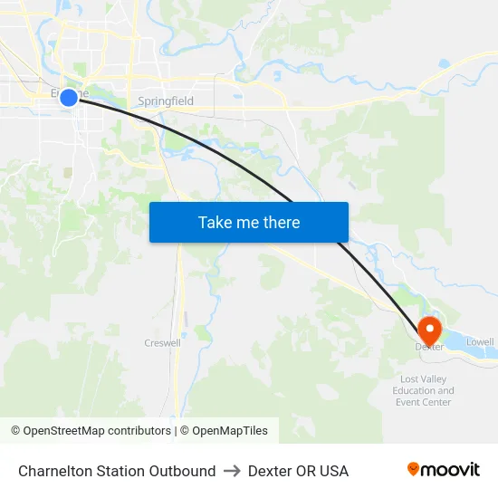 Charnelton Station Outbound to Dexter OR USA map