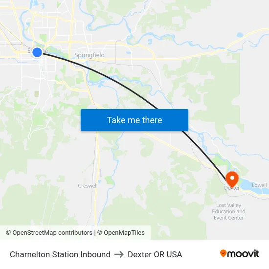 Charnelton Station Inbound to Dexter OR USA map