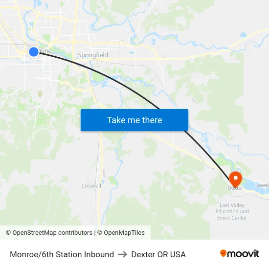Monroe/6th Station Inbound to Dexter OR USA map