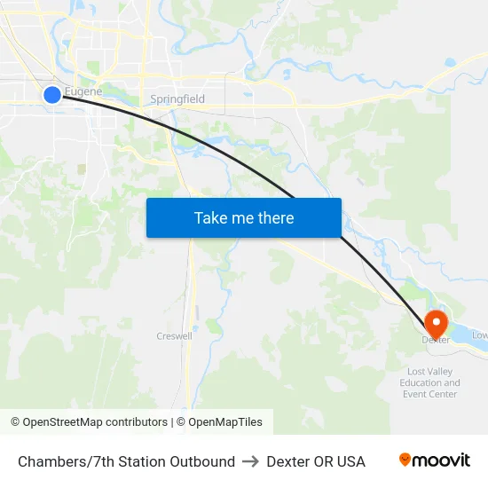 Chambers/7th Station Outbound to Dexter OR USA map