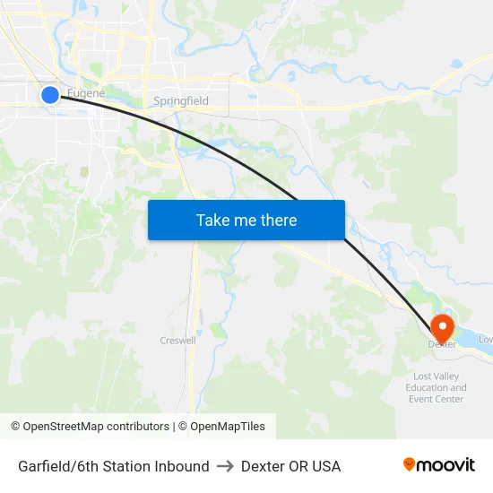 Garfield/6th Station Inbound to Dexter OR USA map