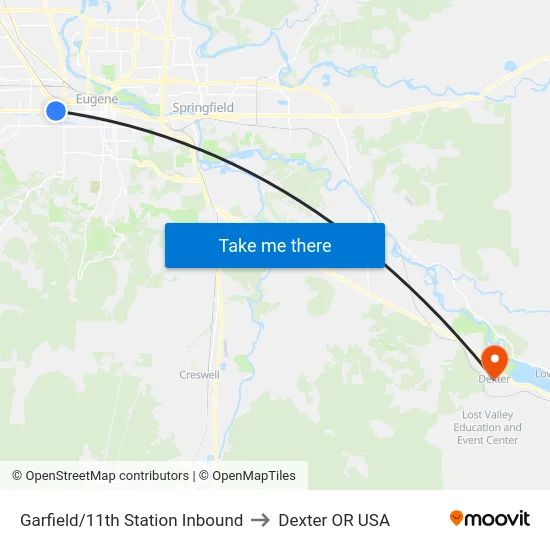 Garfield/11th Station Inbound to Dexter OR USA map