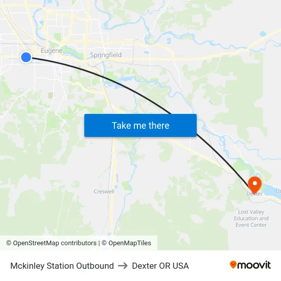 Mckinley Station Outbound to Dexter OR USA map