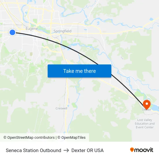 Seneca Station Outbound to Dexter OR USA map