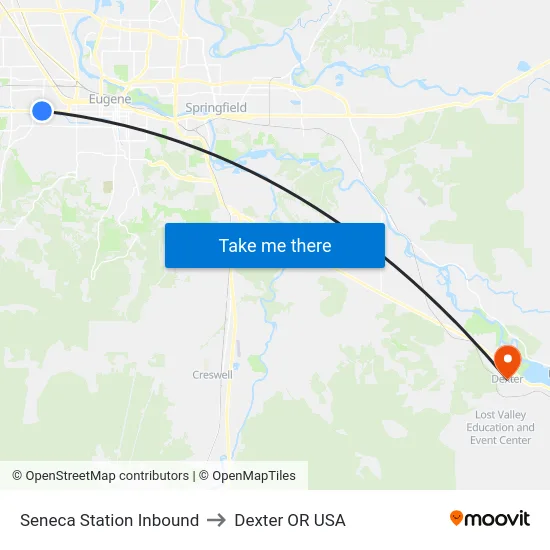 Seneca Station Inbound to Dexter OR USA map