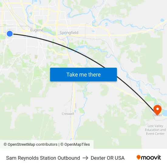 Sam Reynolds Station Outbound to Dexter OR USA map