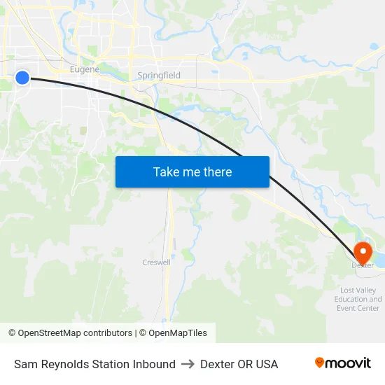 Sam Reynolds Station Inbound to Dexter OR USA map
