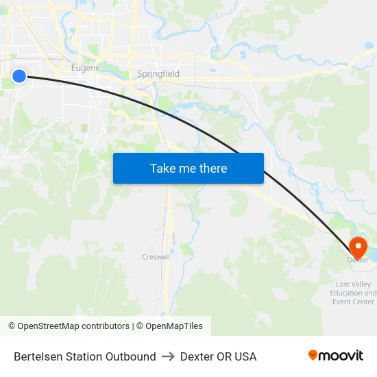 Bertelsen Station Outbound to Dexter OR USA map