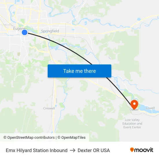 Emx Hilyard Station Inbound to Dexter OR USA map