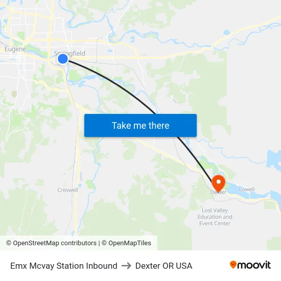 Emx Mcvay Station Inbound to Dexter OR USA map