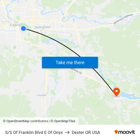 S/S Of Franklin Blvd E Of Onyx to Dexter OR USA map