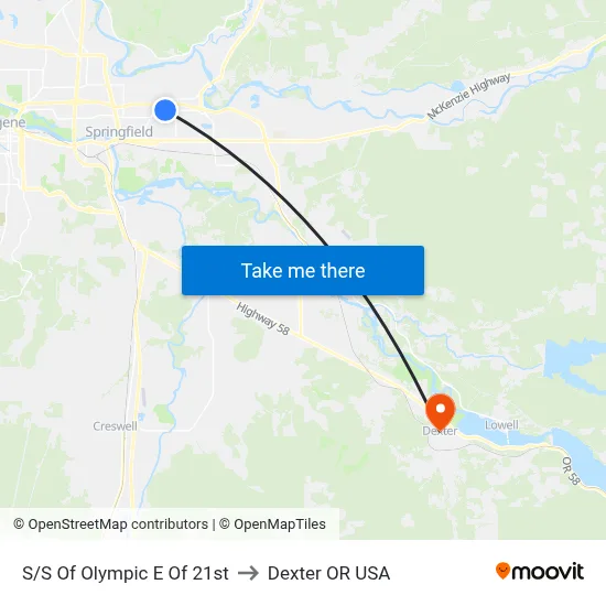S/S Of Olympic E Of 21st to Dexter OR USA map
