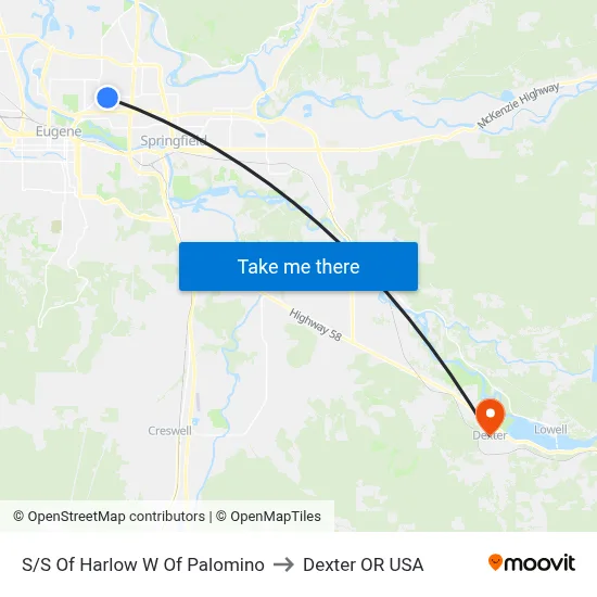 S/S Of Harlow W Of Palomino to Dexter OR USA map