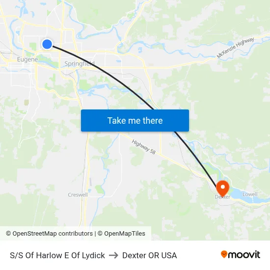 S/S Of Harlow E Of Lydick to Dexter OR USA map
