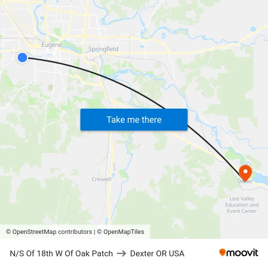 N/S Of 18th W Of Oak Patch to Dexter OR USA map