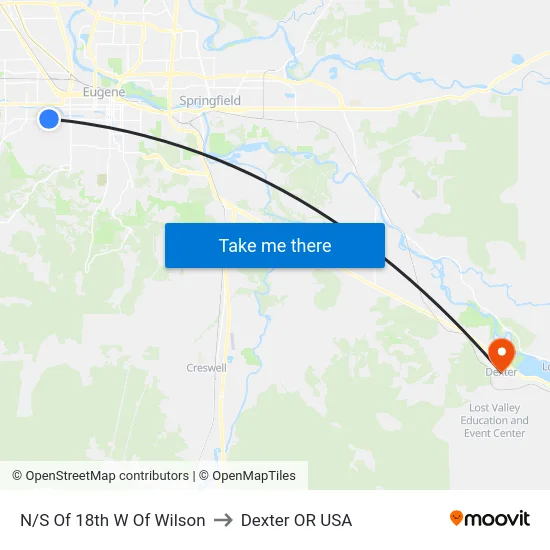 N/S Of 18th W Of Wilson to Dexter OR USA map