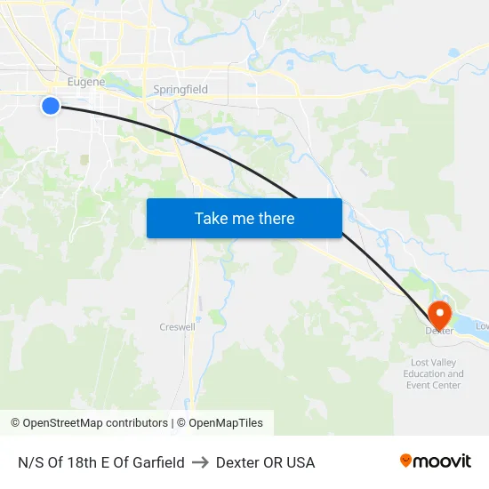 N/S Of 18th E Of Garfield to Dexter OR USA map