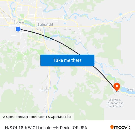 N/S Of 18th W Of Lincoln to Dexter OR USA map