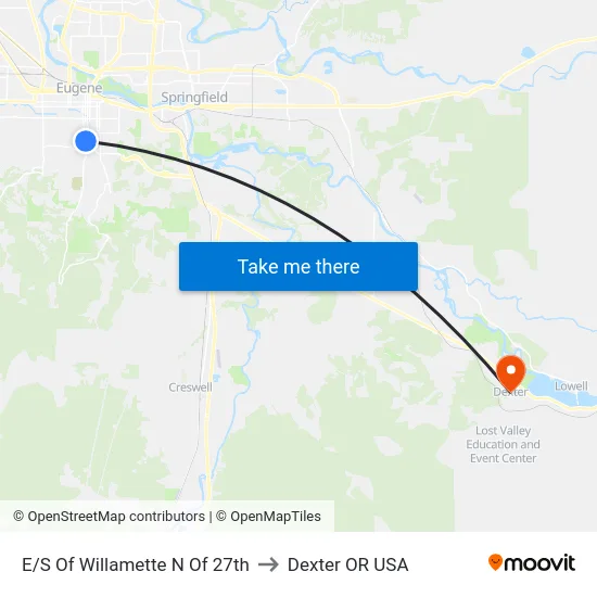 E/S Of Willamette N Of 27th to Dexter OR USA map