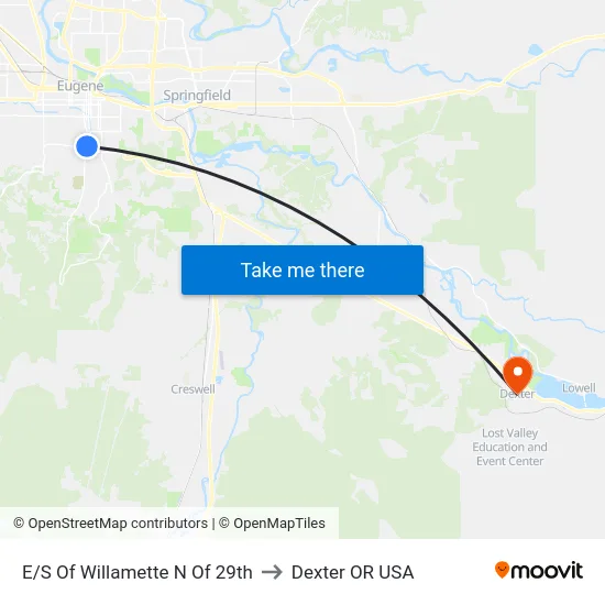 E/S Of Willamette N Of 29th to Dexter OR USA map