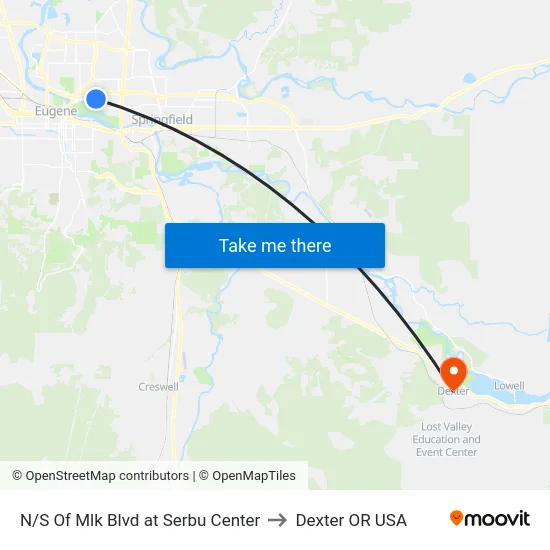 N/S Of Mlk Blvd at Serbu Center to Dexter OR USA map