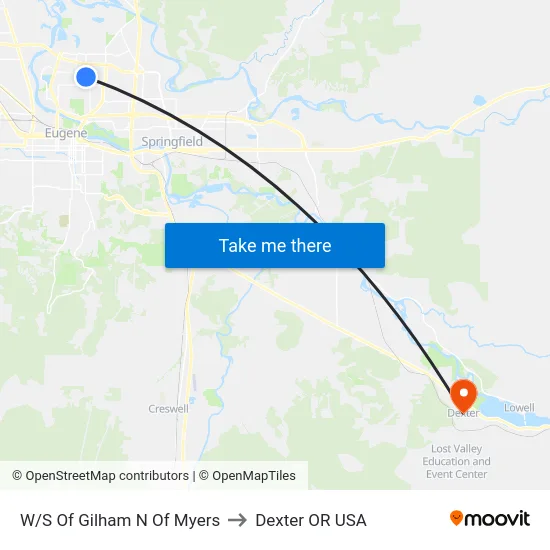 W/S Of Gilham N Of Myers to Dexter OR USA map